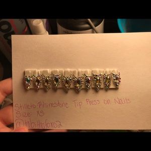 Stiletto Rhinestone Tip Press on Nails